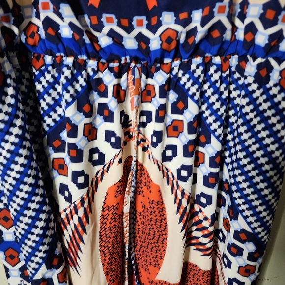 Luxology Bohemian style maxi dress medium blue orange cream - Picture 3 of 7